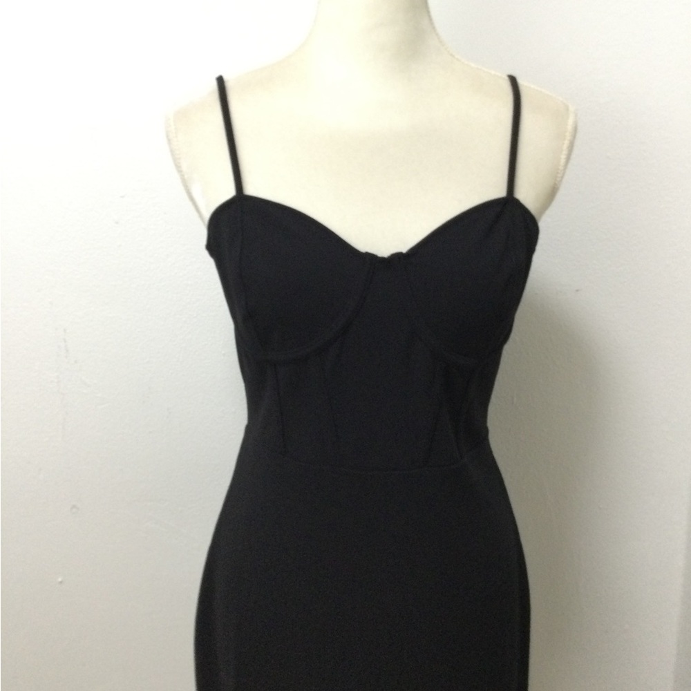 H&M Little Black Dress Midi Sweetheart Neck Spaghetti Strap Large